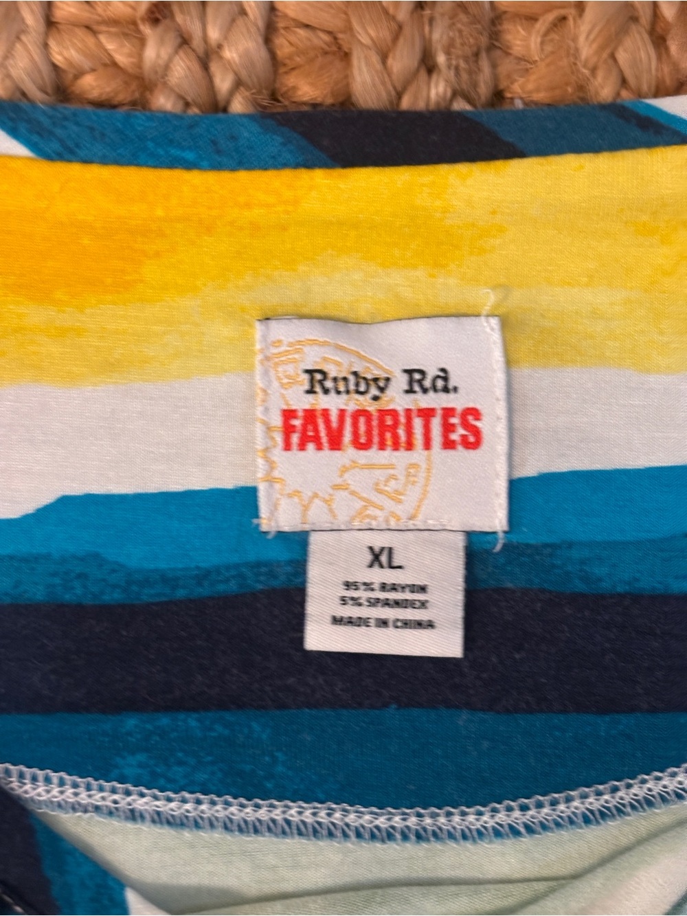 Ruby Rd. Multicolor Striped 3/4 Sleeve Top - Picture 2 of 3